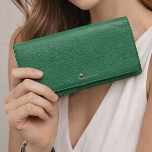 Kate Spade Green Quilted Leather Bifold Wallet